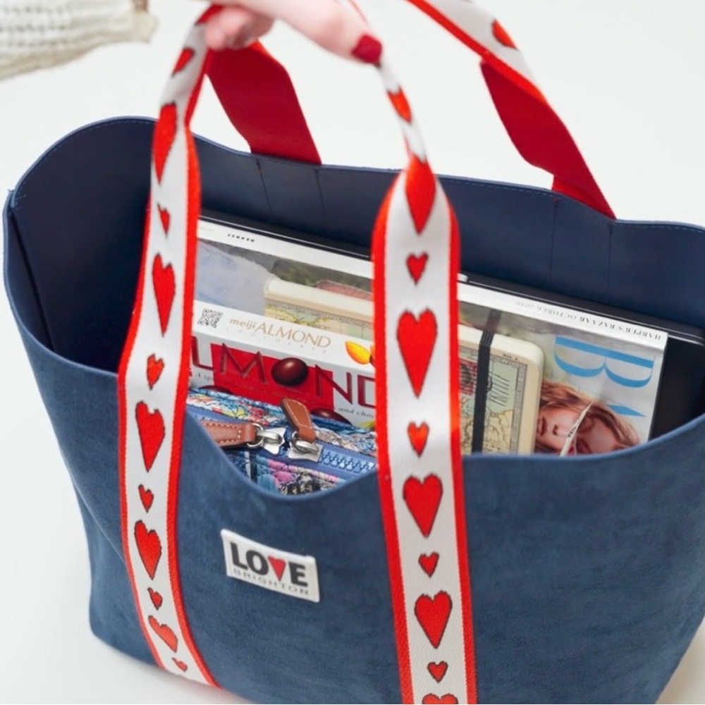 COPY - NWT Womens Brighton navy blue Velveteen Love Tote.